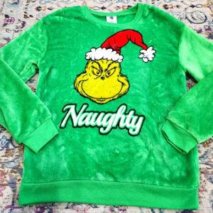 The Grinch Kid's Green Fleece Pullover Top, Size M (7-9)